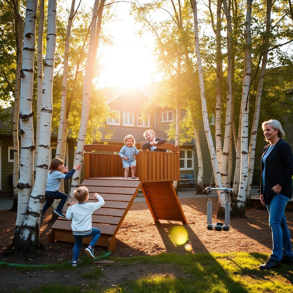 Elever leker tillsammans på skolgården på rasten