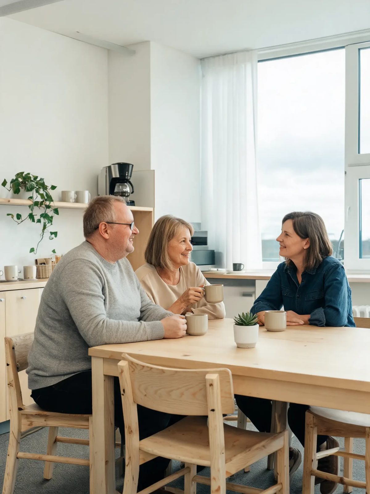 Lärarteam samtalar avslappnat i personalrummet